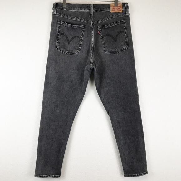 Levi's Wedgie Skinny Faded Black High Rise Button Fly Crop Denim Jeans Size 32 - Picture 2 of 14